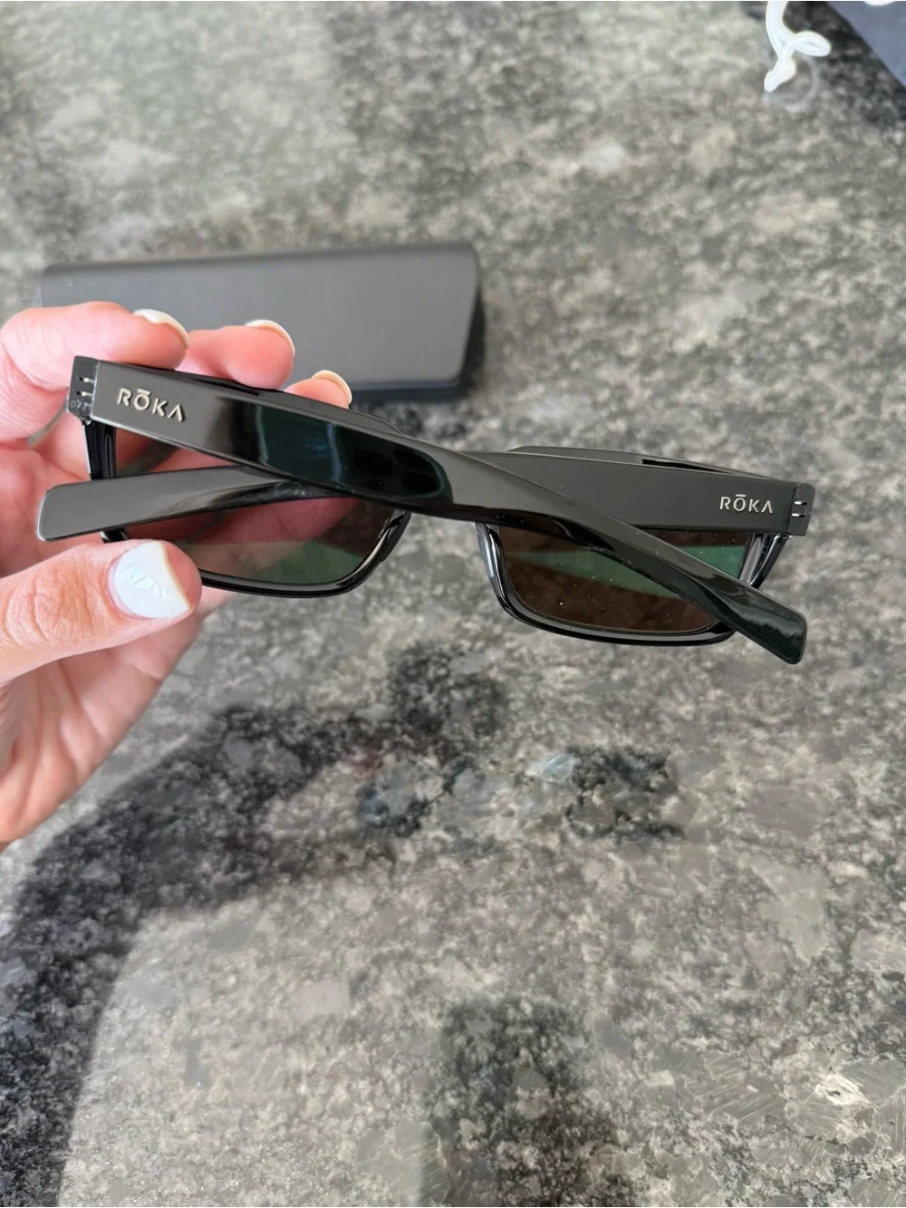 RŌKA Black Frame Sunglasses with Green Mirrored Lenses